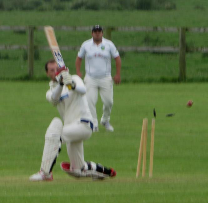 Lewis Haines is bowled Lewis Haines is bowled